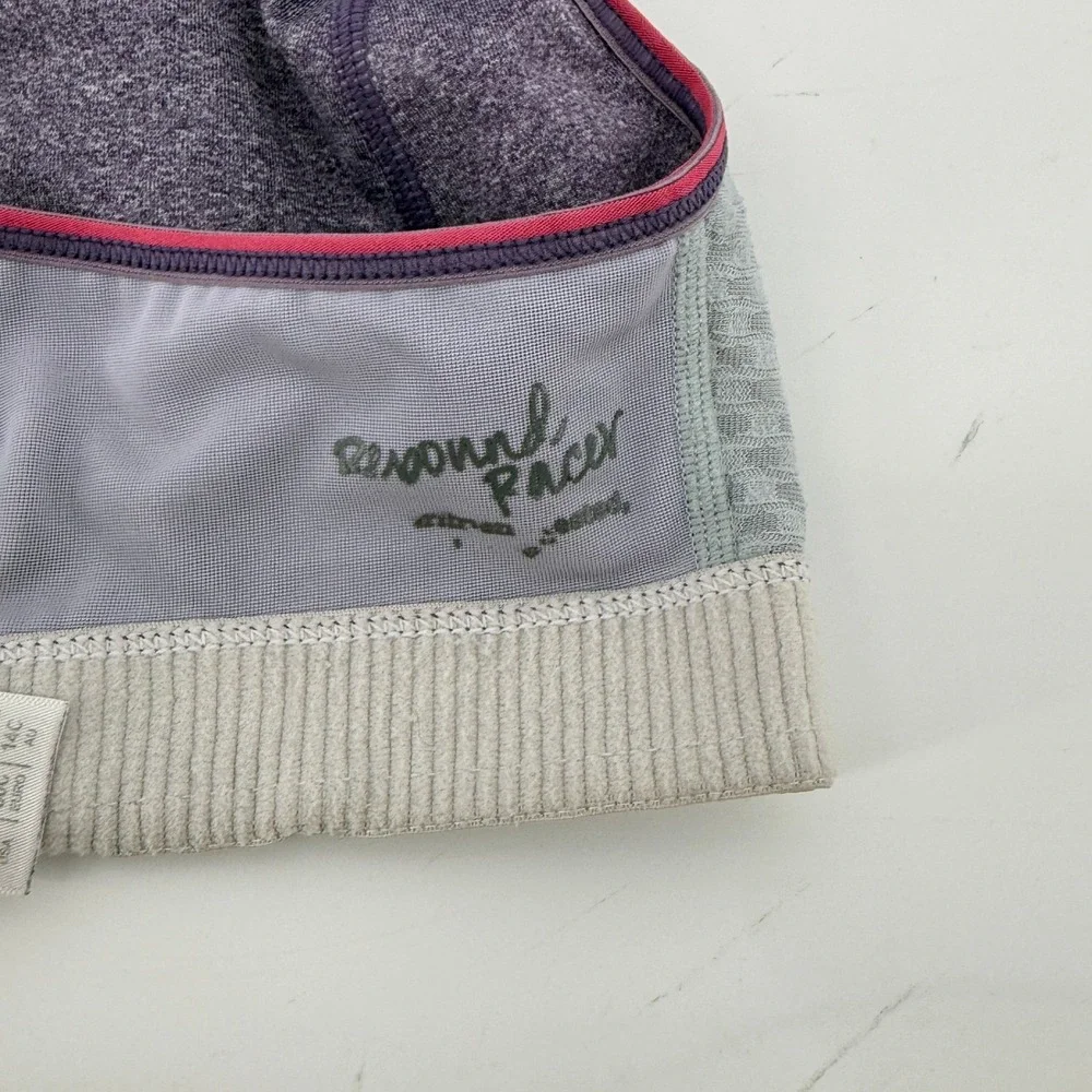 Moving Comfort Rebound Racerback Sports Bra Purple 36C Hook Loop Straps 350037